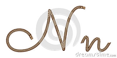 Rope hand drawn letter N Vector Illustration