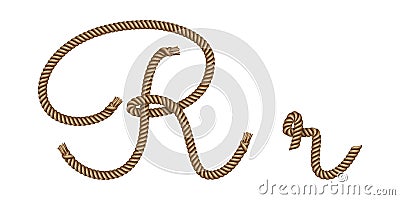 Rope hand drawn letter R Vector Illustration