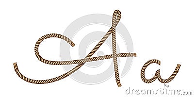 Rope hand drawn letter A Vector Illustration