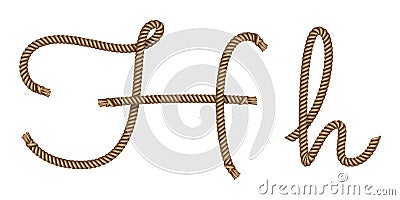 Rope hand drawn letter H Vector Illustration