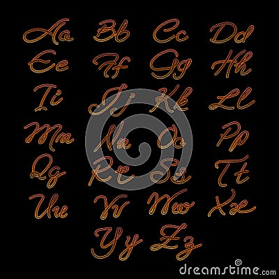 Rope imitation alphabet on black background Vector Illustration