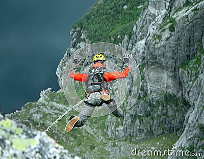 Rope jumping., bungee Stock Photo
