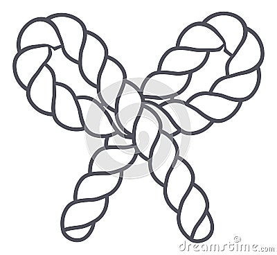 Rope knot icon. Decorative nautical cord string Vector Illustration