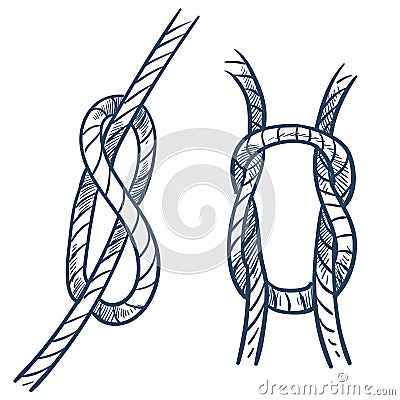 Rope knot marine equipment ship safety element Vector Illustration