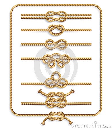 Rope knots collection. Vector illustrations Vector Illustration