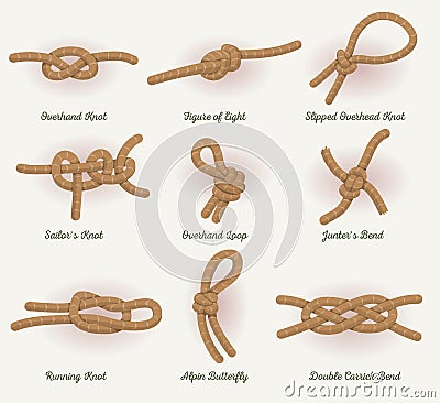 Rope Knots Set Vector Illustration