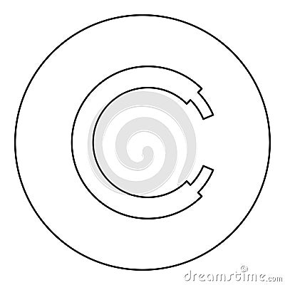 Rope line hawser cable electric circle shape for car icon in circle round black color vector illustration image outline contour Vector Illustration