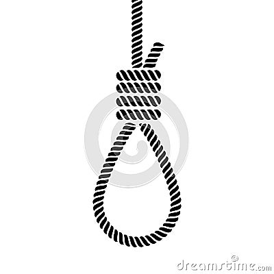 Rope loop noose icon. Vector rope hangman line illustration Vector Illustration