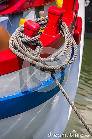 Rope mooring hawser Stock Photo