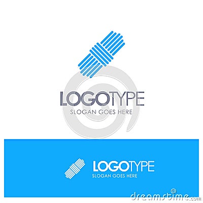 Rope, Pack, Set Blue Logo Line Style Vector Illustration