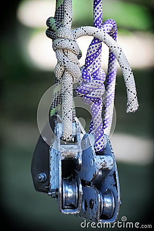 Rope with rollers. Stock Photo