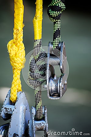 Rope with rollers. Stock Photo