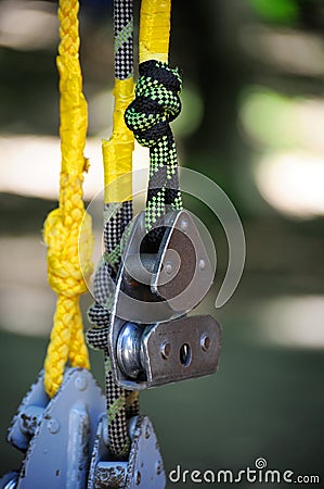 Rope with rollers. Stock Photo