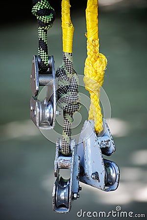 Rope with rollers. Stock Photo