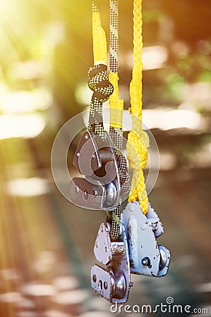 Rope with rollers. Stock Photo