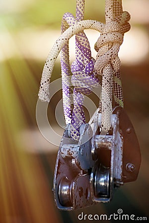 Rope with rollers. Stock Photo