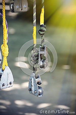 Rope with rollers. Stock Photo