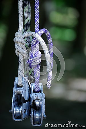 Rope with rollers. Stock Photo