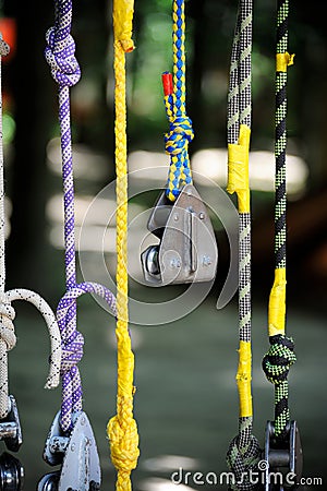 Rope with rollers. Stock Photo