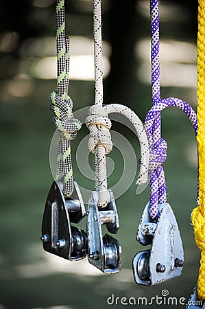 Rope with rollers. Stock Photo