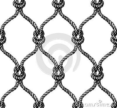 Rope seamless tied fishnet pattern Vector Illustration