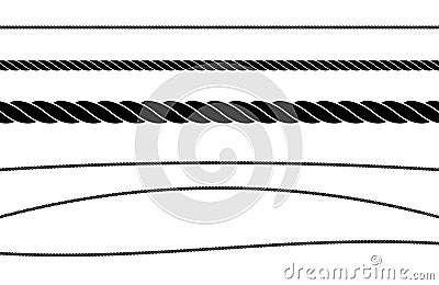 Rope String Flat Single Color Vector Illustration Set Vector Illustration