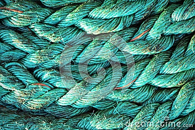 Rope textures on harbor Stock Photo