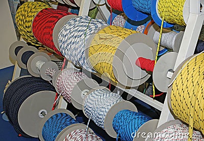 Ropes and cables and cords for boating sailing and climbing Stock Photo