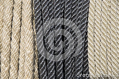 Ropes cord in row as a background Stock Photo