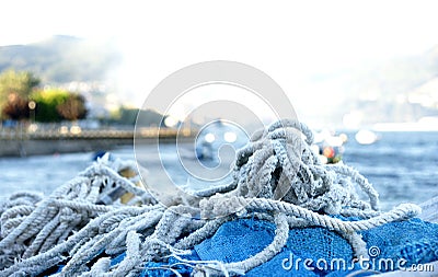 Ropes and gear for fishing Stock Photo