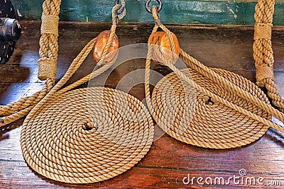 Ropes and Pulleys Stock Photo
