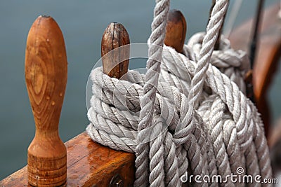 Ropes on sailing ship Stock Photo