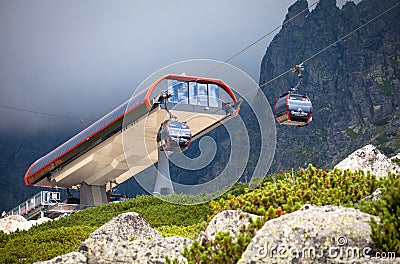 Ropeway at High Tatras mountains, Slovakia Editorial Stock Photo