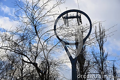 A ropeway in Moscow, VDNKH park Stock Photo