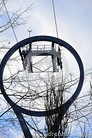 A ropeway in Moscow, VDNKH park Stock Photo