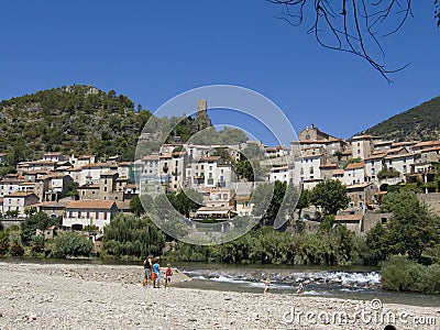 Roquebrun in the Languedoc Stock Photo