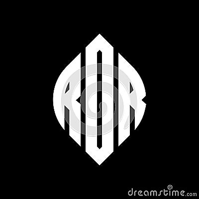 ROR circle letter logo design with circle and ellipse shape. ROR ellipse letters with typographic style. The three initials form a Vector Illustration