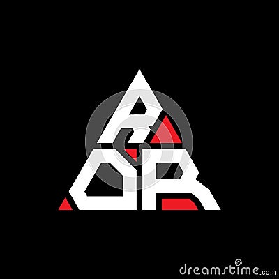 ROR triangle letter logo design with triangle shape. ROR triangle logo design monogram. ROR triangle vector logo template with red Vector Illustration