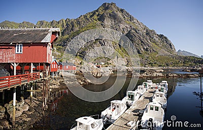 Rorbu, norwegian traditional fisherman houses, Lofoten Stock Photo