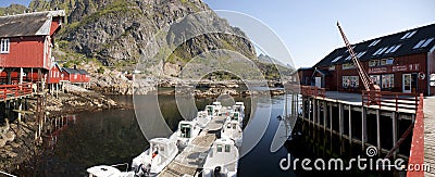 Rorbu, norwegian traditional fisherman houses, Lofoten Editorial Stock Photo