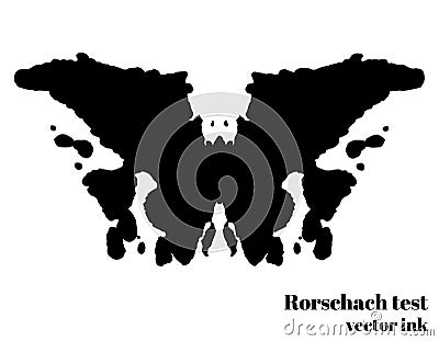 Rorschach test ink blot vector illustration. Psychological test. Silhouette butterfly isolated. Vector Vector Illustration