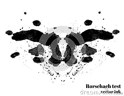 Rorschach test ink blot vector illustration. Psychological test. Silhouette inkblot Vector Illustration