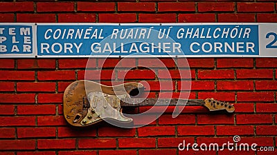 Rory Gallagher Corner in the Temple Bar district of Dublin Ireland Editorial Stock Photo