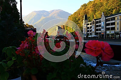 Rosa Khutor mountain views beautiful landscape Editorial Stock Photo