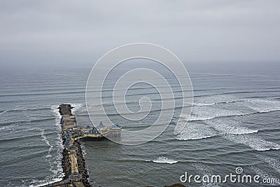 Rosa Nautica Restaurant on pier, Lima Bay, Miraflores, Lima, Per Stock Photo