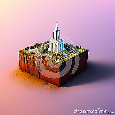 Rosario, Santa Fe, Argentina Microcity Model. Generative AI. Stock Photo