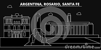 Rosario, Santa Fe, silhouette skyline. Argentina - Rosario, Santa Fe, vector city, argentinian linear architecture Vector Illustration