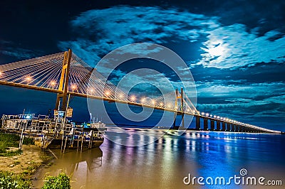 Rosario-Victoria Bridge across the Parana River, Argentina Editorial Stock Photo