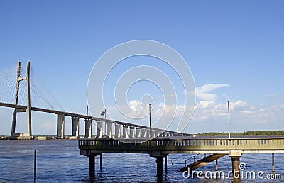 Rosario-Victoria Bridge and ParanÃ¡ river, in Rosario, Argentina Stock Photo