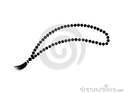 Rosary beads icon. Black cord with knots for prayer and meditation Stock Photo